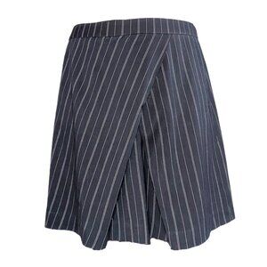 Banana Republic Mini Skirt Navy Blue Pinstripe Faux Wrap Sz 10